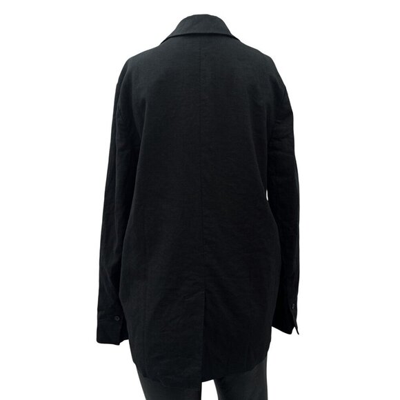 Treasure & Bond Single Breasted Blazer Jacket Black Linen Blend Oversized Size S - Picture 5 of 16